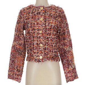 ZARA COTTON CHUNKY KNIT TEXTURED GOLD BUTTON CARDIGAN BOUCLE JACKET S